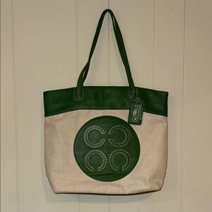 COACH Green and Cream Tote Bag